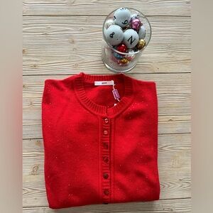 Italian Luxury Cashmere Red Cardigan| Large | Holiday Lux | Large